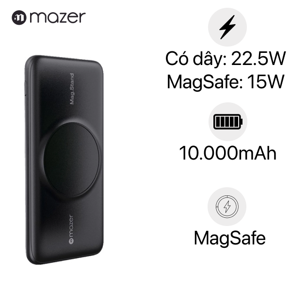 So sánh Sạc dự phòng không dây Mazer Infinity Boost Magsafe 10.000mAh ...