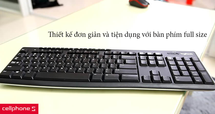 Bàn phím không dây Logitech K270 thiết kế bàn phím full size