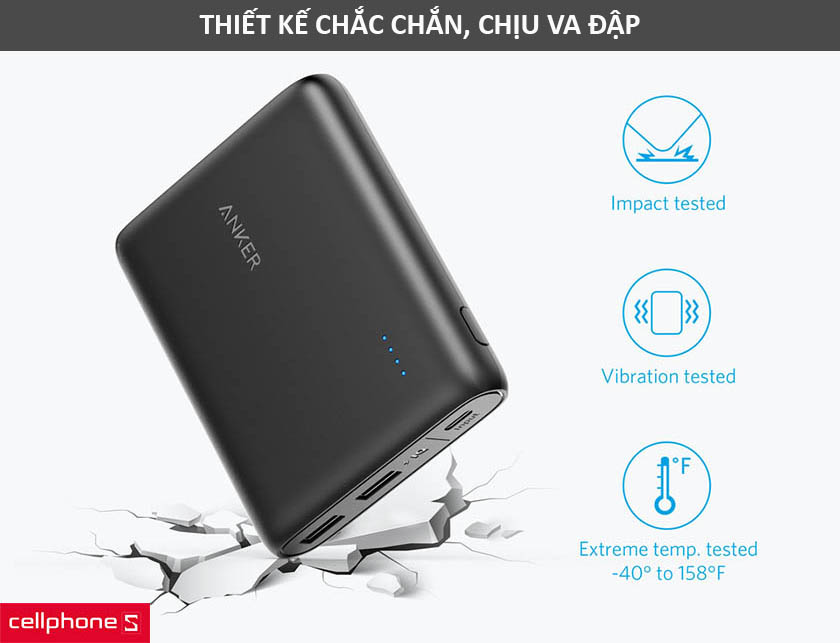 Thiết kế pin dự phòng Anker Powercore 13000 mAh USB-C A1216 rất chắc chắn