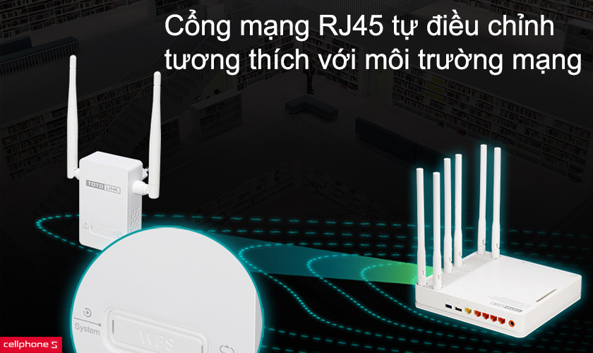 Cổng mạng RJ45 tự điều chỉnh tương thích với môi trường mạng