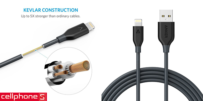 Cáp Anker PowerLine Lightning 0.9 m