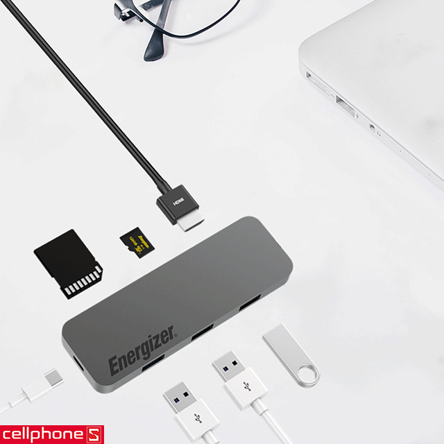 Cáp chuyển đổi Energizer USB-C Hub Multiport 7 in 1 HC3MPGY4
