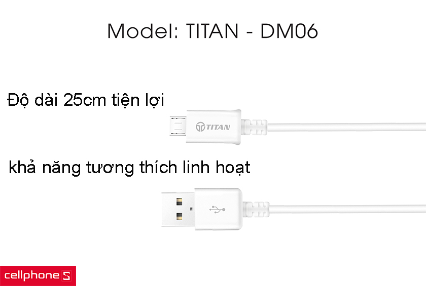 TITAN Micro DM06 có độ dài lên đến 25cm tiện lợi khi sử dụng