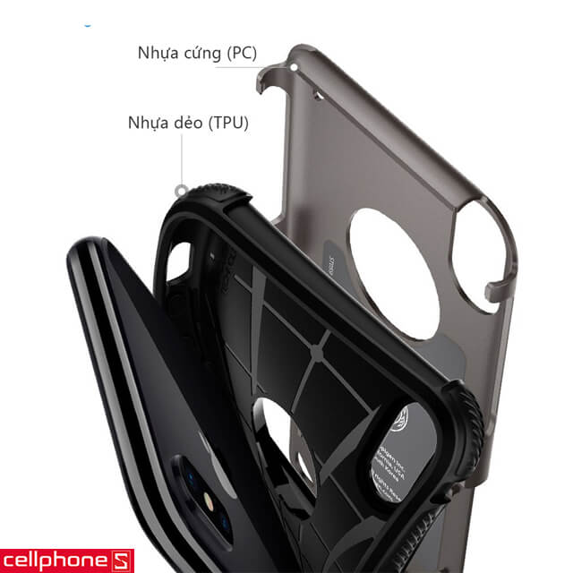 Ốp lưng cho iPhone X - Spigen Hybrid Armor Case