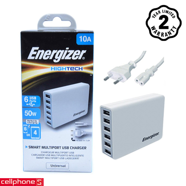 Sạc Energizer Hightech Smart Multiport 6 USB Charger USA6EEUHWH5
