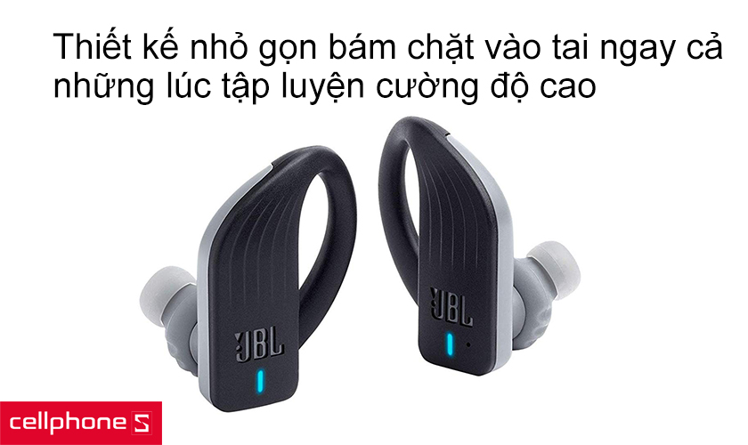 Thiết kế nhỏ gọn bám chặt vào tai ngay cả những lúc tập luyện cường độ cao