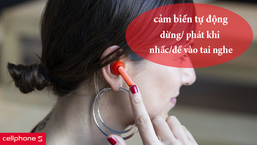 cảm biến tự động dừng/ phát khi nhấc/để vào tai nghe