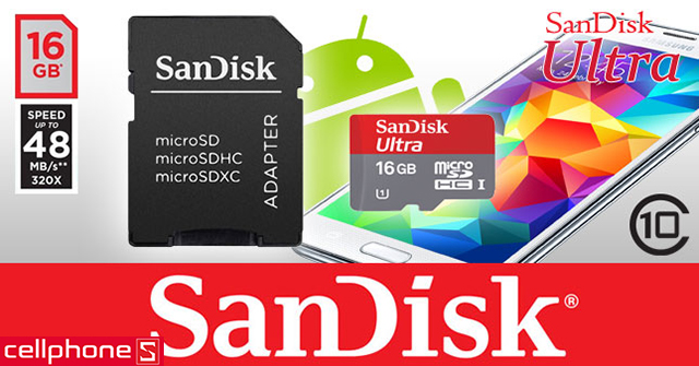 Thẻ nhớ SanDisk Ultra microSDHC UHS-I 16GB