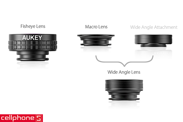 Ống kính điện thoại Aukey PL-A1 3-in-1 Clip-on Smartphone Lens Set