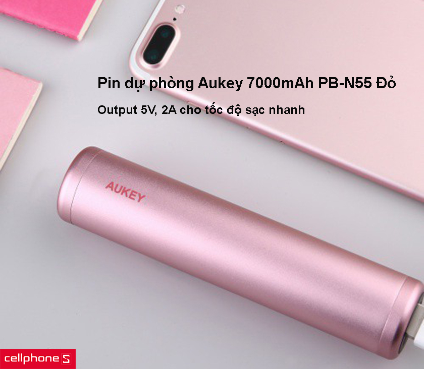 Pin dự phòng Aukey 7000mAh PB-N55 có dung lượng lên đến 7000mAh