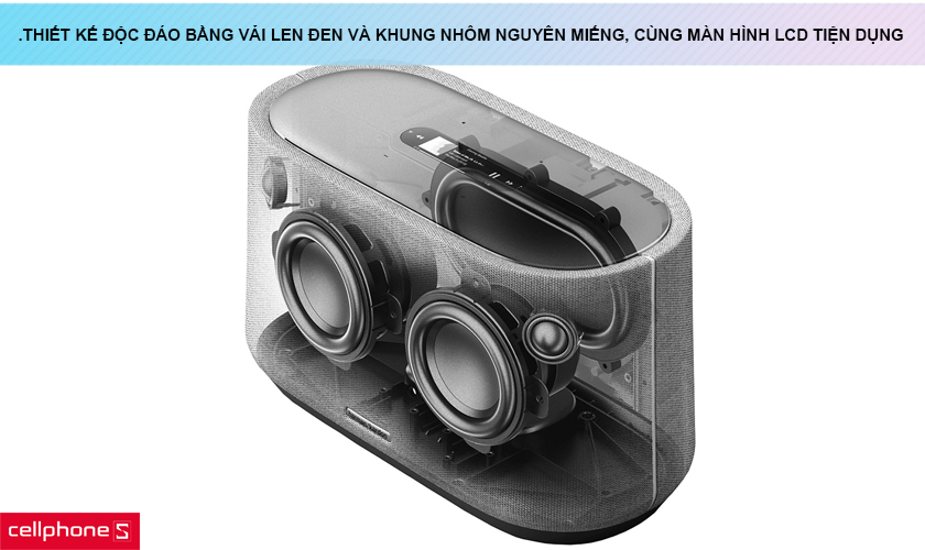 Thiết kế độc đáo bằng vải len đen và khung nhôm nguyên miếng, cùng màn hình LCD tiện dụng