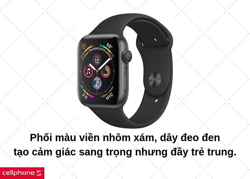 Viền nhôm xám, dây đen màu đen nguyên khối lịch lãm, sang trọng những cũng đầy trẻ trung
