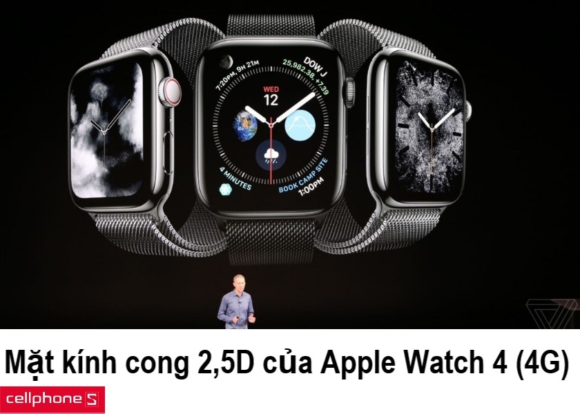 ặt kính phía trước cũng là một điểm nâng cấp của Apple Watch 4 40mm (4G) khi được vát cong 2,5D