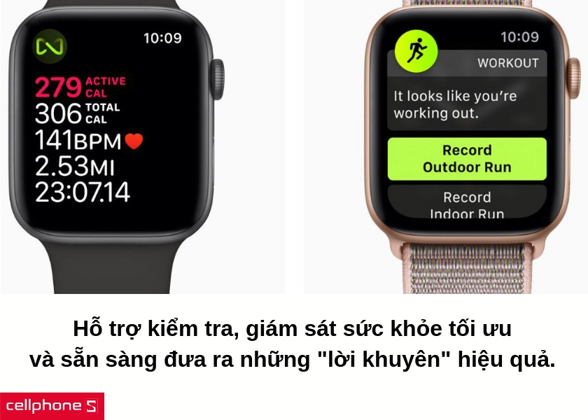 Apple Watch series 4 đều có thể nhận ra tiến trình luyện tập, đo lượng calo mà bạn đã tiêu thụ,