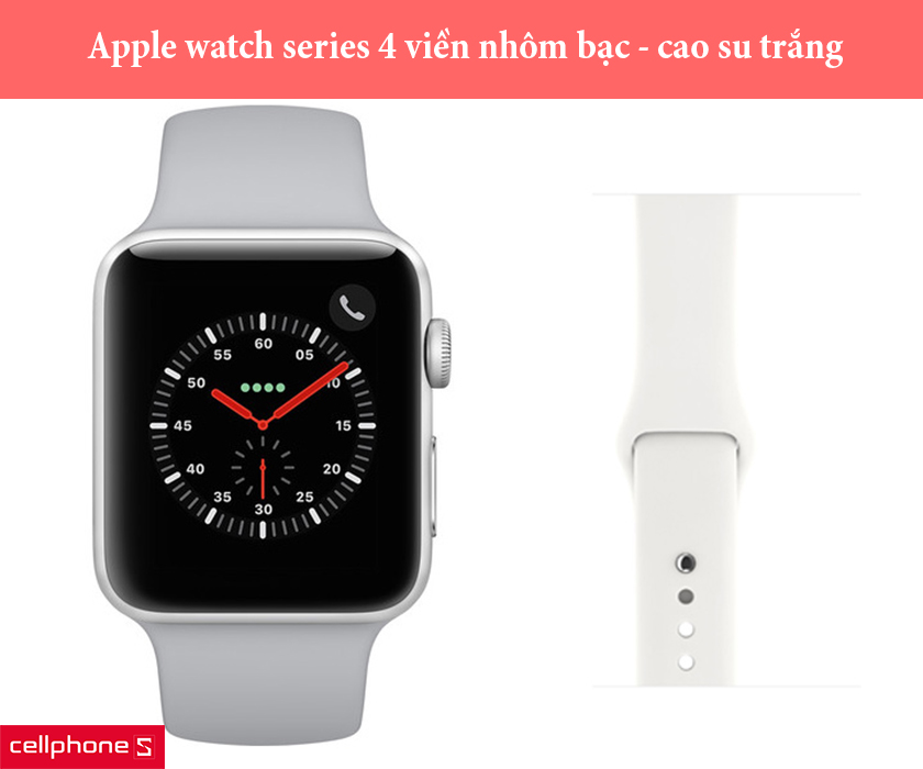 Đồng hồ thông minh Apple watch series 4 40mm (4g) - viền nhôm bạc - cao su trắng