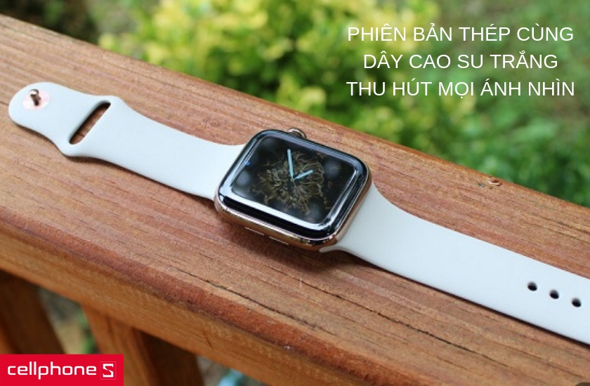 Phiên bản thép không gỉ cho độ bền cao, dây cao su trắng tinh tế sang trọng