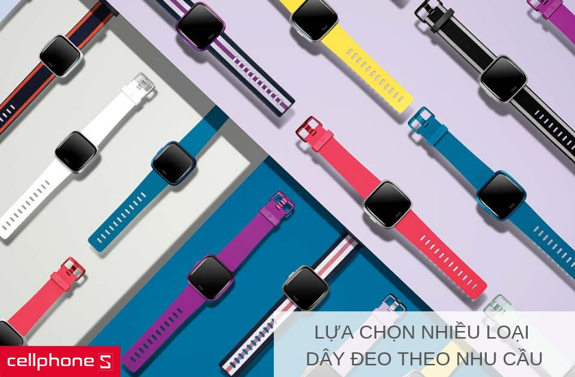 Phần dây đeo nhiều màu sắc trên Fitbit Versa Lite cho bạn khả năng thay thế dễ dàng