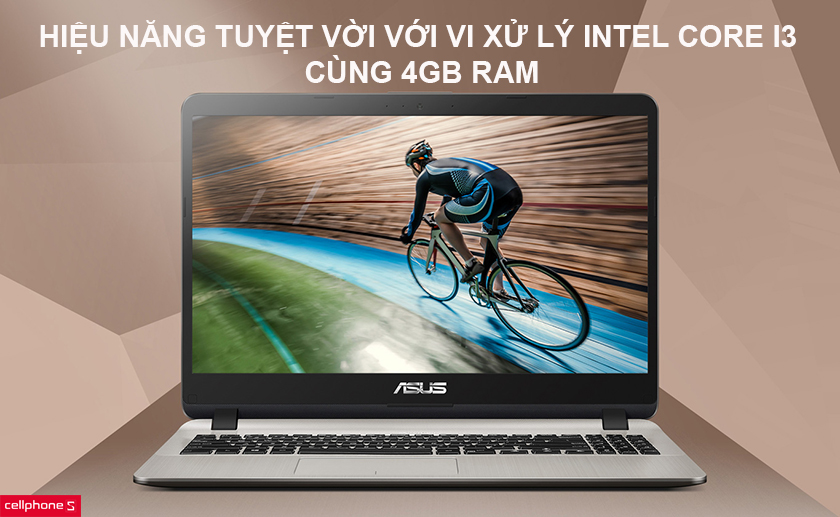 Hiệu năng tuyệt vời với vi xử lý Intel Core i3, cùng 4GB RAM giúp hoàn thành tốt công việc