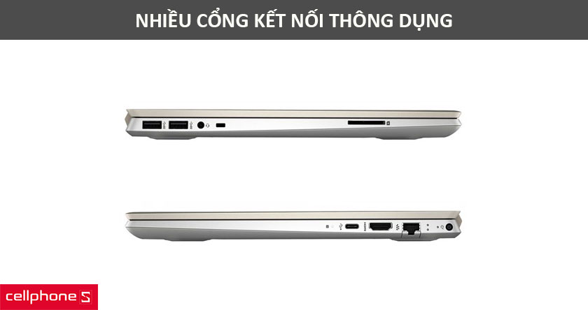 Cổng kết nối đa dạng: USB-C, USB-A, HDMI, Ethernet RJ45, khe thẻ nhớ, jack âm thanh