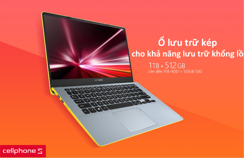 Asus Vivobook S14 S430FA-EB070T sở hữu sức mạnh lưu trữ hiện đại nhất hiện nay nhờ thiết kế ổ lưu trữ kép