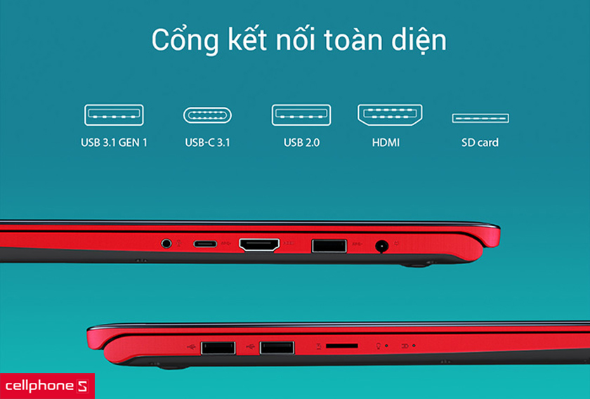 Laptop Asus Vivobook S430FA-EB070T được trang bị đầy đủ tất cả các loại cổng kết 