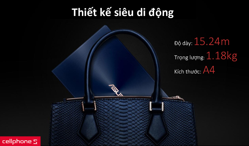 Zenbook UX333FA-A4046T được thiết kế siêu di động với đo dày 1524mm và trọng lượng chỉ khoảng 1.18kg