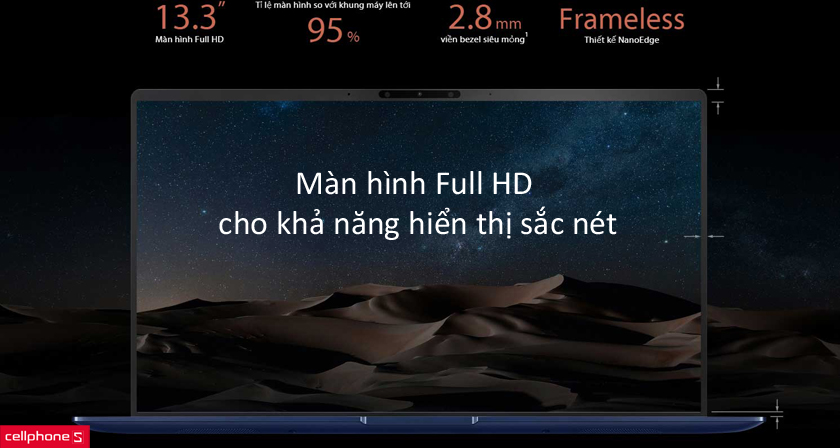 Zenbook 13 đem đến cho người dùng màn hình 13.3inch với độ phân giải cao