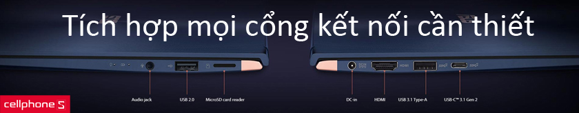 Asus Zenbook UX333 trang bị cổng USB-C cho phép kết nối hai chiều và truyền dữ liệu siêu nhanh qua USB 3.1 thế hệ 2