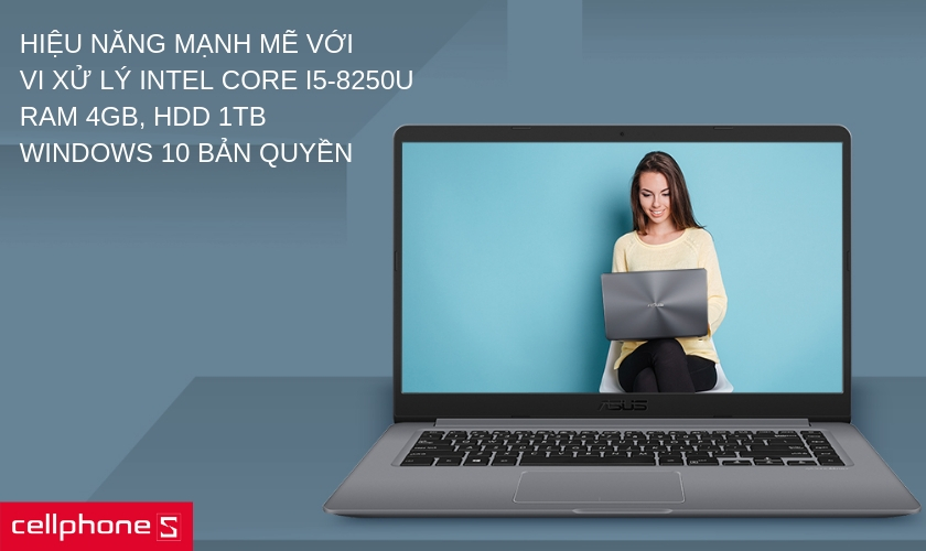 Vi xử lý Intel Core i5-8250U đáp ứng tốt mọi tác vụ sử dụng hằng ngày