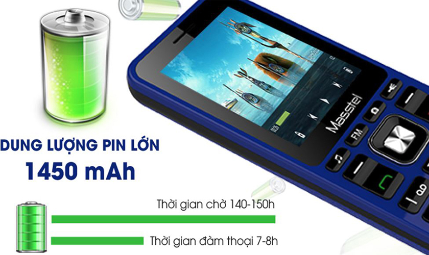 Viên pin dung lượng 1.450 mAh hoạt động trong suốt 7 - 8 giờ