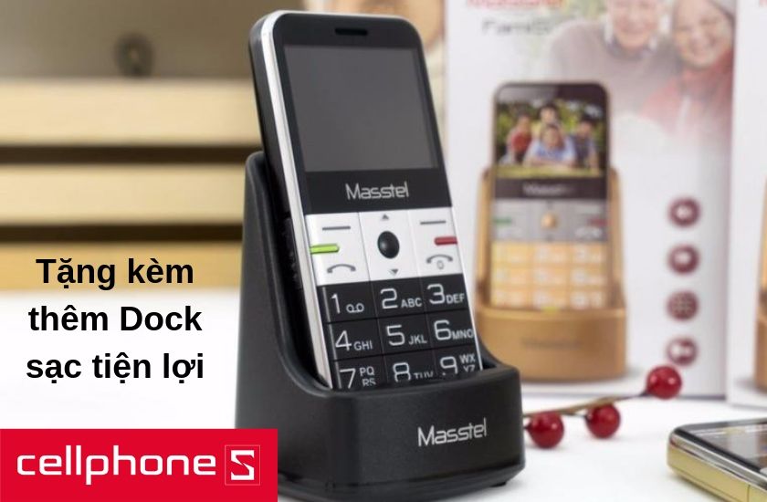Điện thoại Masstel Fami S còn tặng kèm thêm Dock sạc