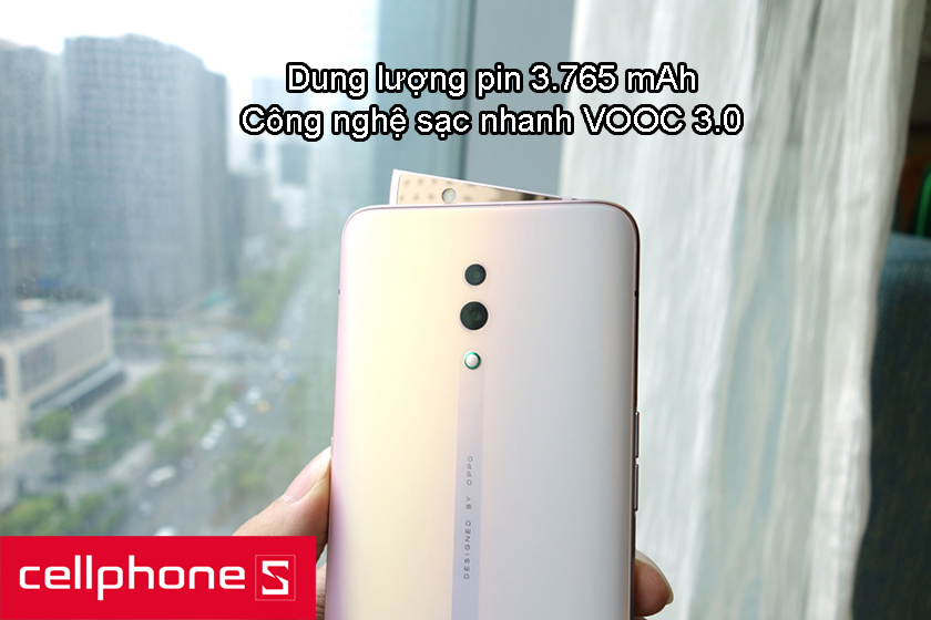 Dung lượng pin tốt 3.765 mAh và công nghệ sạc nhanh VOOC 3.0