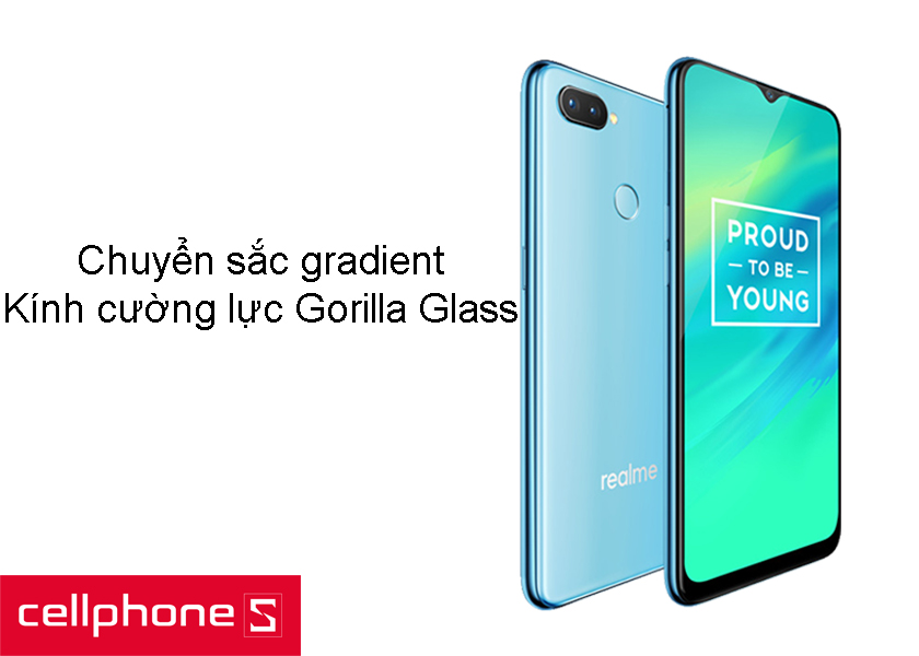 Thiết kế hai mặt kính bóng bẩy, chuyển sắc gradient