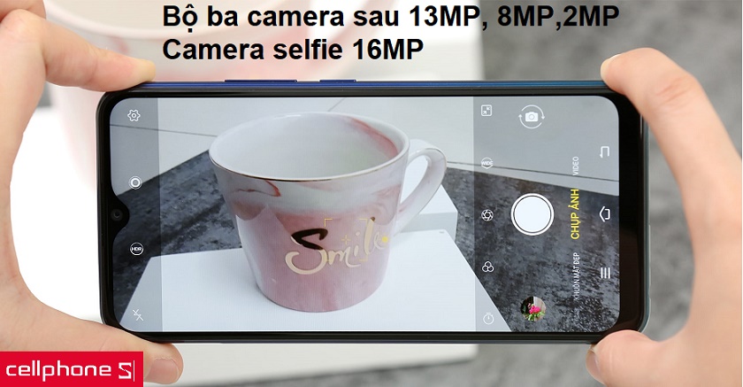 Camera selfie lên đến 16MP kết hợp chế độ làm đẹp hoàn hảo cùng bộ ba camera sau