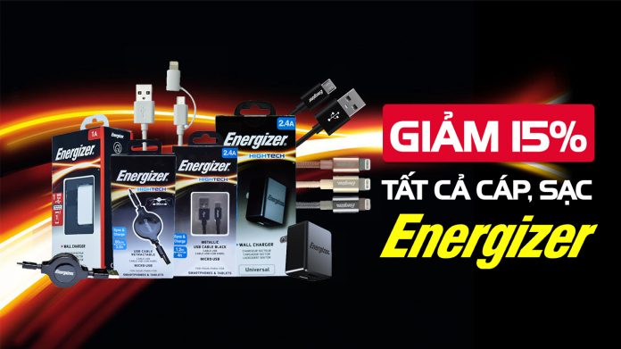 KV_Giảm 15% sạc cáp Energizer Giảm 15% sạc cáp Energizer