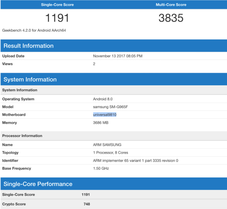 Sforum - Trang thông tin công nghệ mới nhất Samsung-Galaxy-S9-benchmark Samsung Galaxy S9+ sẽ chỉ có 4GB RAM? Sforum - Trang thông tin công nghệ mới nhất Samsung-Galaxy-S9-benchmark Samsung Galaxy S9+ sẽ chỉ có 4GB RAM?