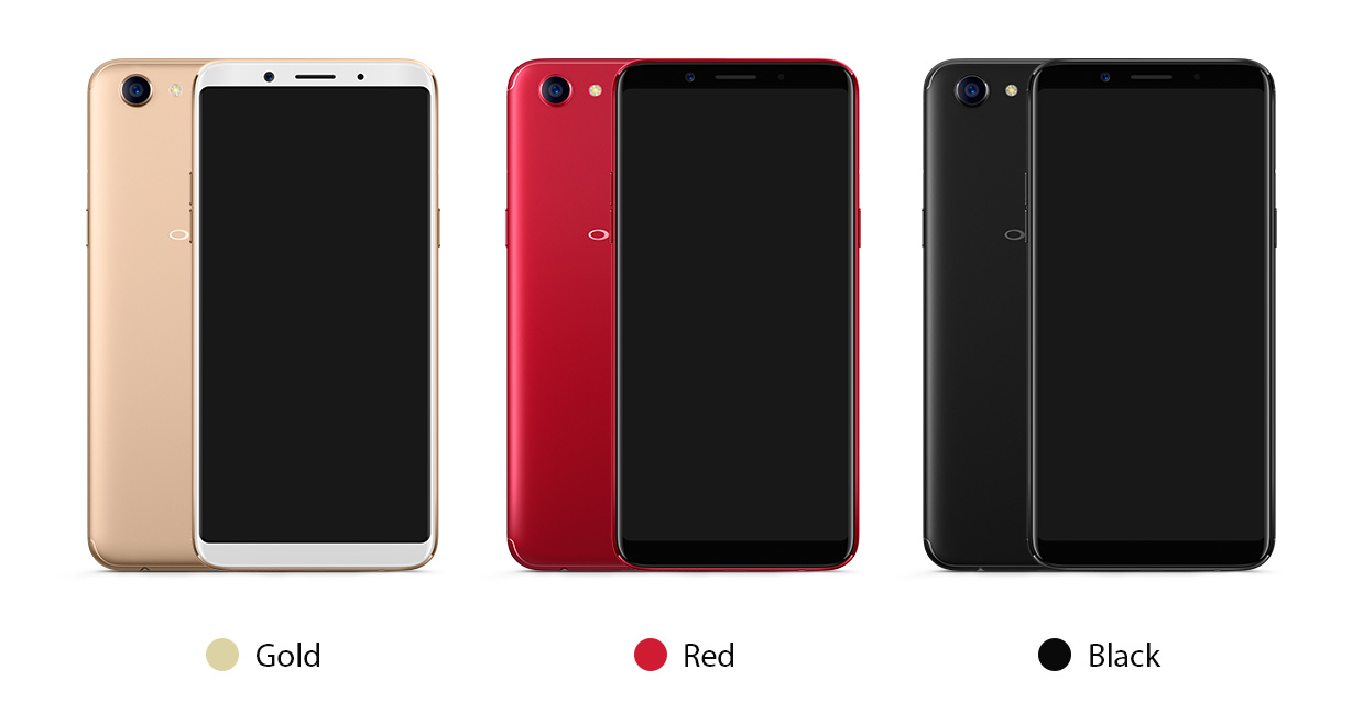 Oppo F5 và F5 Youth sẽ có 2 màu sắc lựa chọn là đen và vàng, trong khi phiên bản 6GB sẽ có thêm màu đỏ