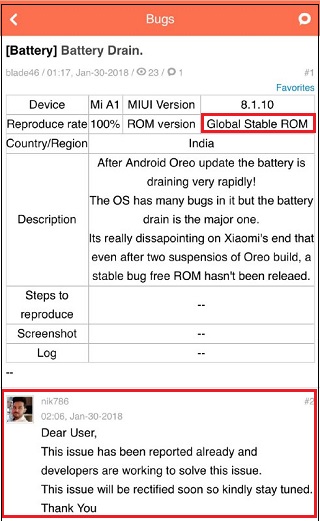 Sforum - Trang thông tin công nghệ mới nhất Xiaomi-Mi-A1-Battery-Issue-Oreo-Update-2 Người dùng than phiền Android 8.0 trên Mi A1 nhiều lỗi, Xiaomi đang cố gắng khắc phục Sforum - Trang thông tin công nghệ mới nhất Xiaomi-Mi-A1-Battery-Issue-Oreo-Update-2 Người dùng than phiền Android 8.0 trên Mi A1 nhiều lỗi, Xiaomi đang cố gắng khắc phục