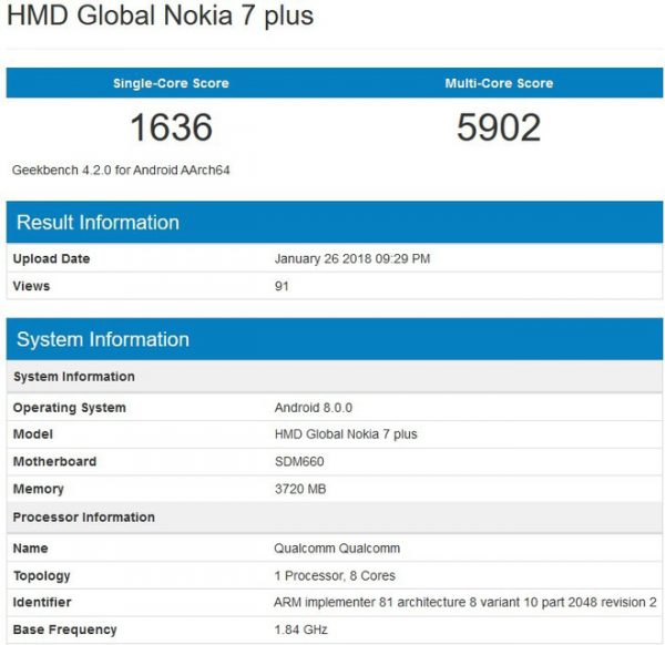 Sforum - Trang thông tin công nghệ mới nhất gsmarena002-7-151710793023267553704-600x582 Nokia 7 Plus bất ngờ xuất hiện trên Geekbench: Snapdragon 630, RAM 4GB, sẽ ra mắt tại MWC 2018? Sforum - Trang thông tin công nghệ mới nhất gsmarena002-7-151710793023267553704-600x582 Nokia 7 Plus bất ngờ xuất hiện trên Geekbench: Snapdragon 630, RAM 4GB, sẽ ra mắt tại MWC 2018?