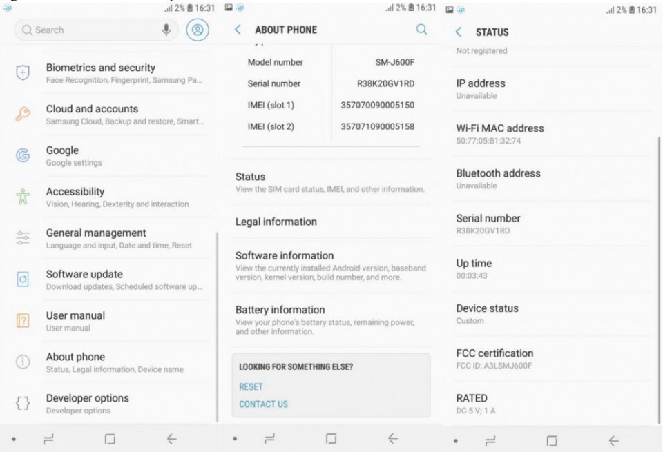 Hình ảnh chụp màn hình được rò rỉ cho thấy Galaxy J6 sẽ không có phím Home cứng