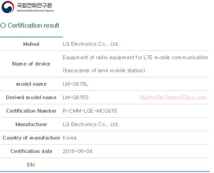 LG Q8+ nhận chứng nhận bởi KCC tại Hàn Quốc