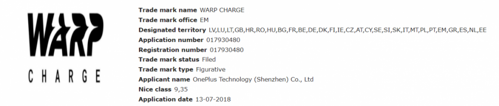 OnePlus đăng ký tên gọi mới cho công nghệ sạc nhanh của hãng, Warp Charge