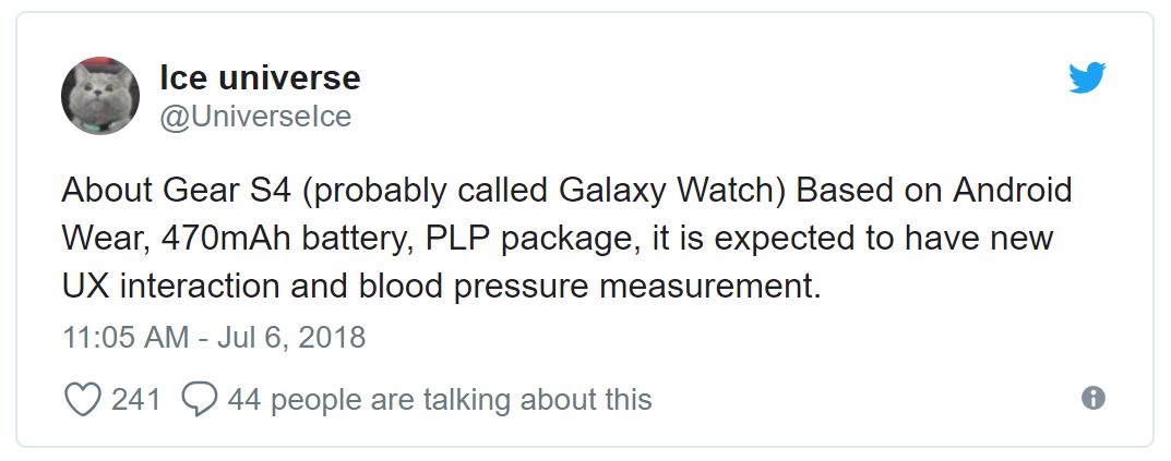 Samsung Gear 4 sẽ có tên là Galaxy Watch và chạy Android Wear thay vì Tizen 