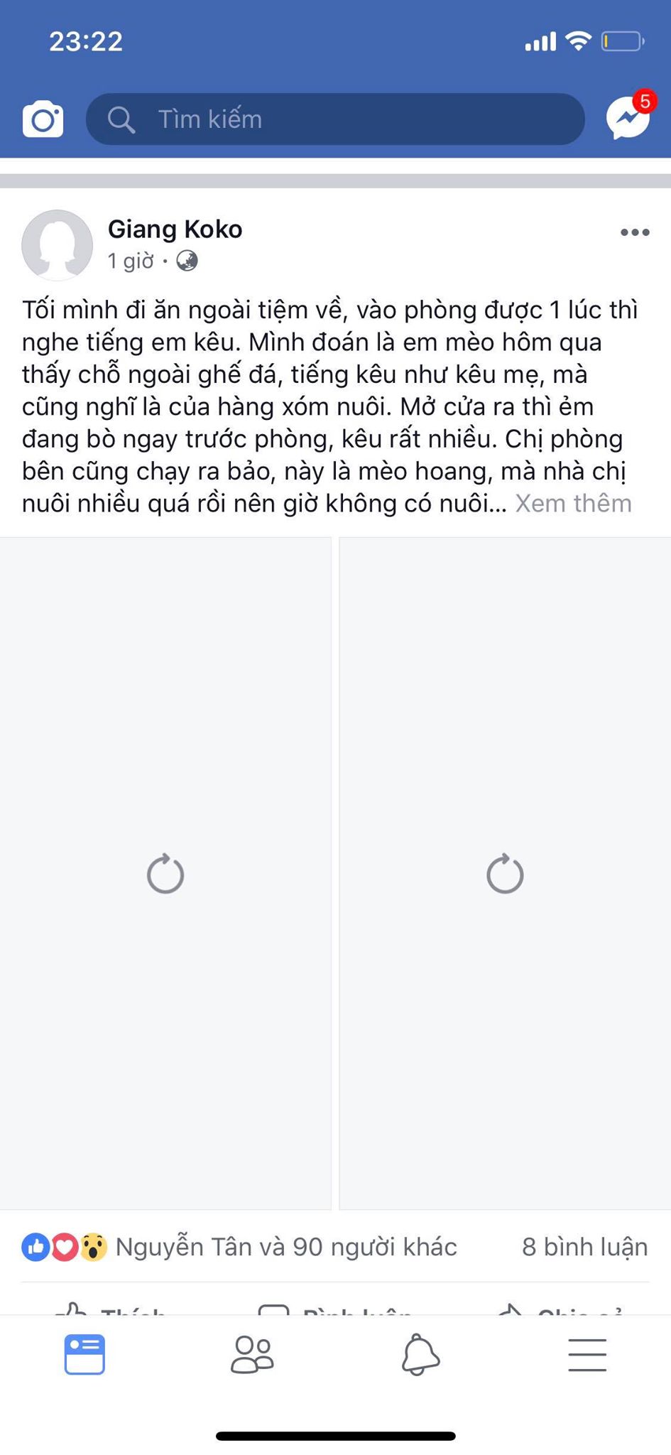 Thậm chí đến ảnh trên newsfeed cũng không thể tải được