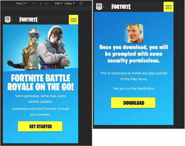 Epic Games hướng dẫn người dùng tải về và cài đặt thủ công tựa game Fortnite thông qua tệp tin APK