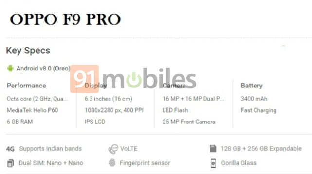 Thông số cấu hình của F9 Pro lộ diện