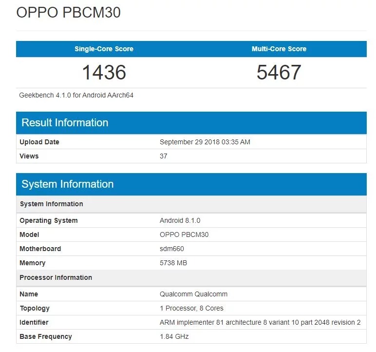 Sforum - Trang thông tin công nghệ mới nhất OPPO-K1-TENAA Oppo K1 lộ điểm benchmark trên Geekbench, xác nhận chạy Snapdragon 660 Sforum - Trang thông tin công nghệ mới nhất OPPO-K1-TENAA Oppo K1 lộ điểm benchmark trên Geekbench, xác nhận chạy Snapdragon 660