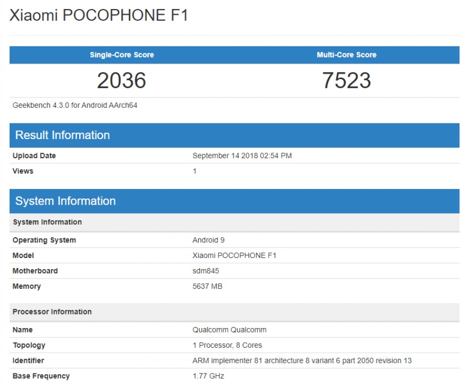 Pocophone F1 chạy Android 9 có điểm benchmark thua cả Android 8.0