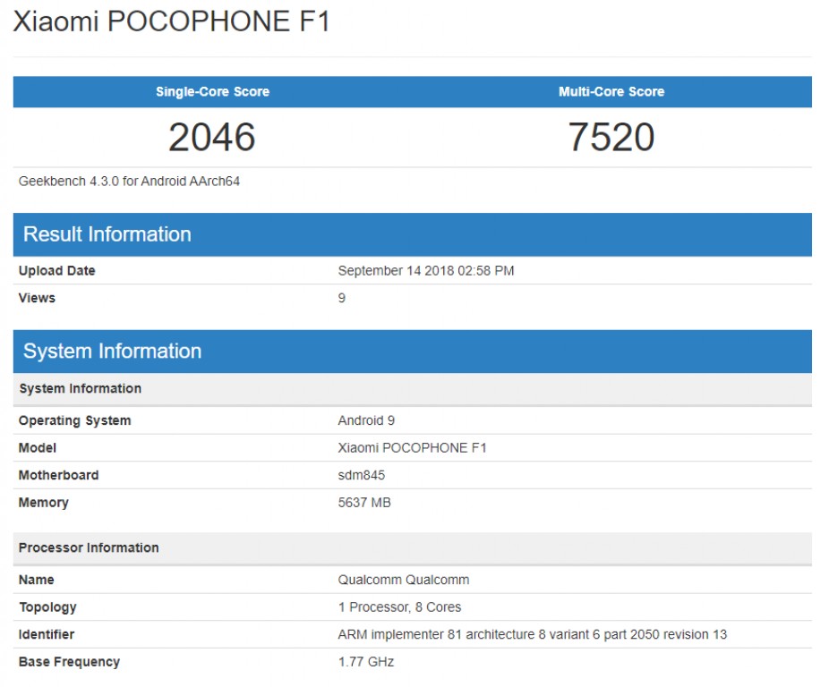 Pocophone F1 chạy Android 9 có điểm benchmark thua cả Android 8.0