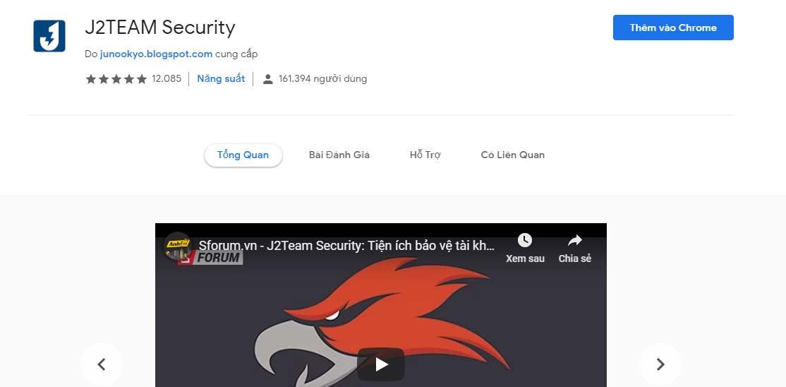 Cài đặt extension J2Team Security.